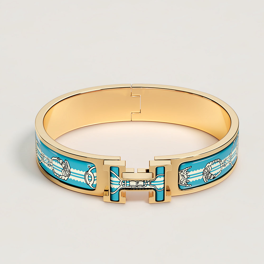 Clic H Etriers bracelet - Blue | Hermès USA